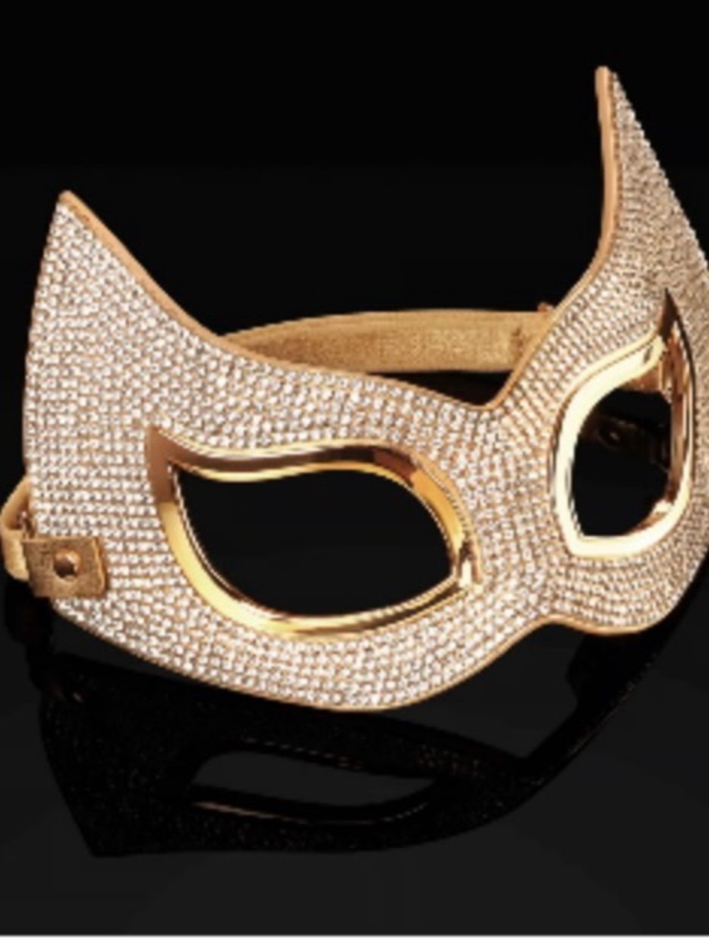 Honey Birdette Gold Crystal Cat-Eye Masquerade Mask